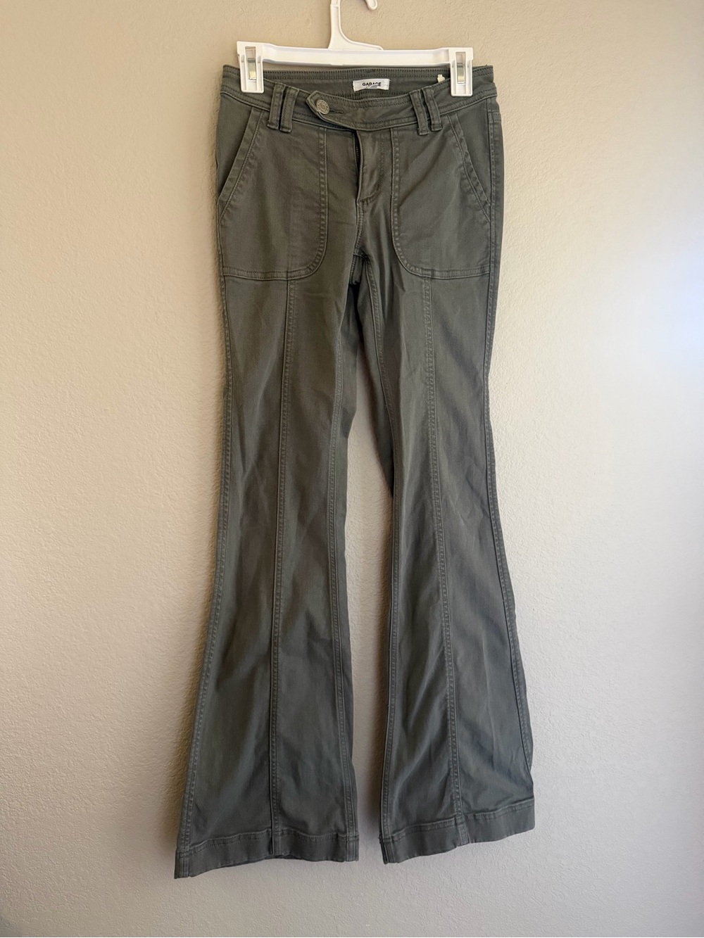 Garage Olive Flare Wide-Leg Jeans
